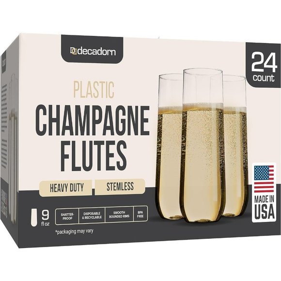 9 oz PlasticFlutes Disposable Champagne Glasses For Parties
